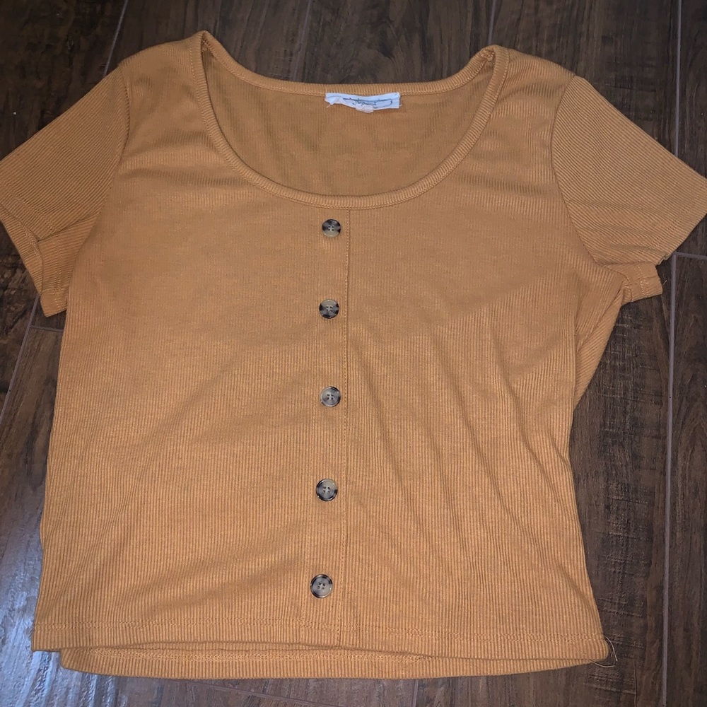 Macy’s Hippie Rose yellow button front top